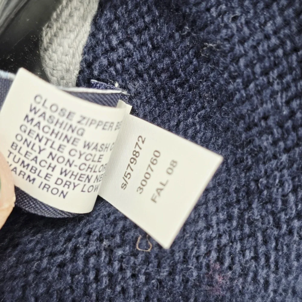 Baby Gap Toddler Colorblock Knit Hoodie Sweater Zipper Maroon Blue Gray 12-18 MO